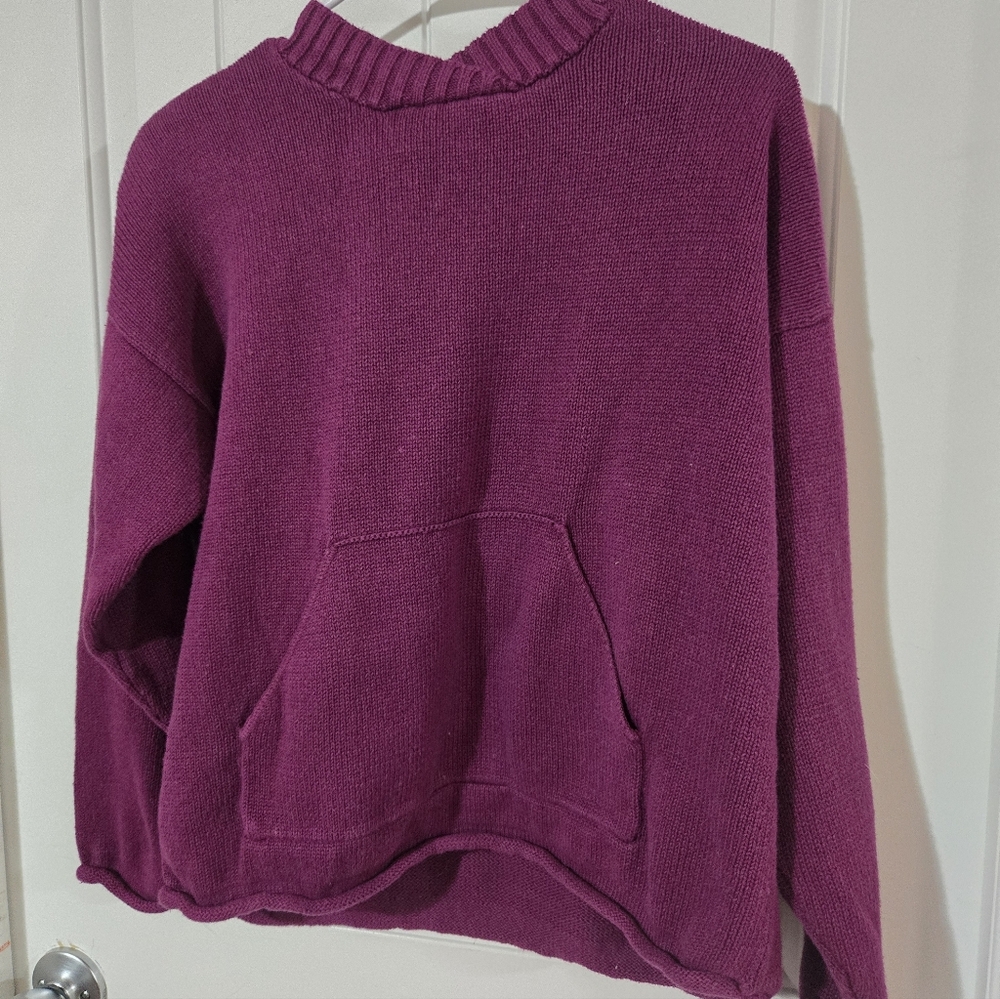 Christopher & Banks Purple Knit Pullover Sweater with Front Pocket Size XL